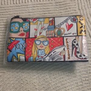 Bright Multicolor Comic-Print Women's Clutch Wallet